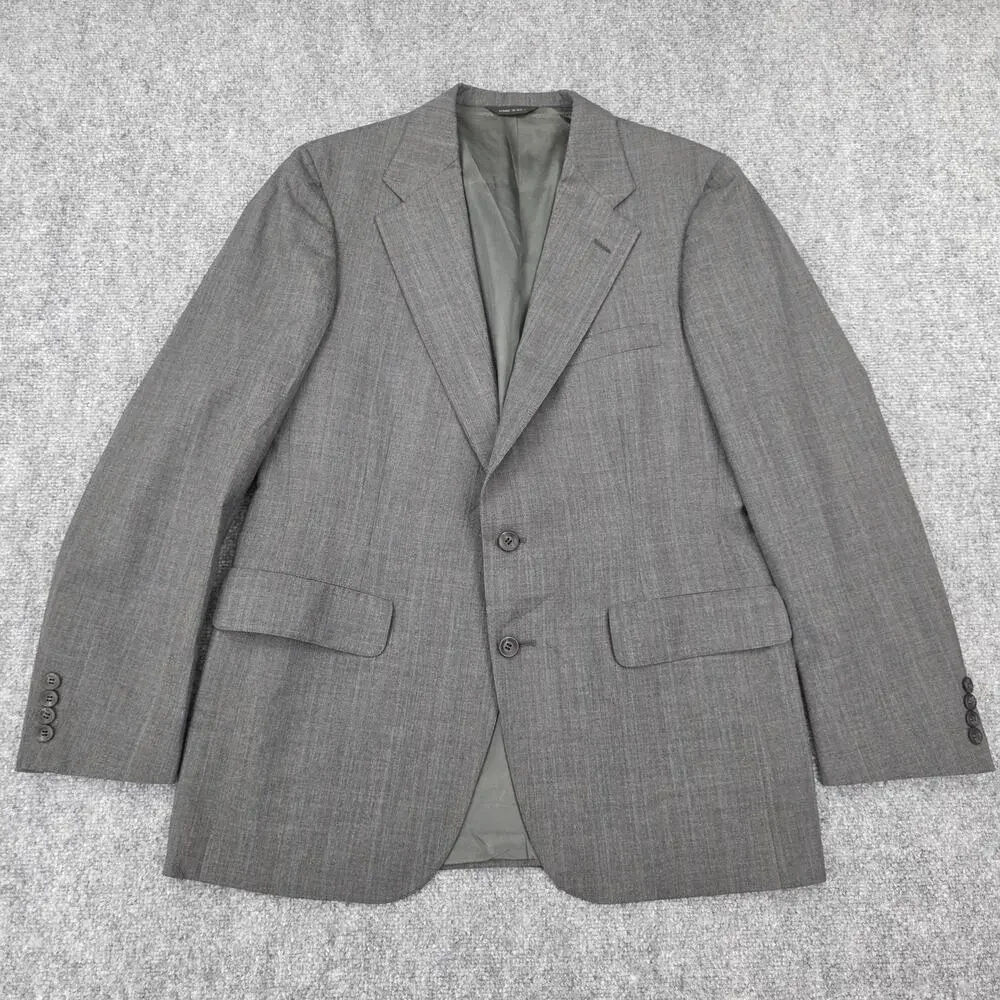 Vintage Chaps Ralph Lauren Blazer Mens 42R Gray Two Button Wool Blend USA Made